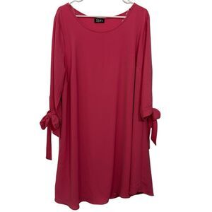 Spin USA Hot Pink Tie Sleeve Crepe midi dress Long Sleeve‎ 2X